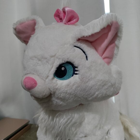 Disney Parks Marie Large Plush Aristocats White Cat Pink Bow 18” Tall - Picture 2 of 9